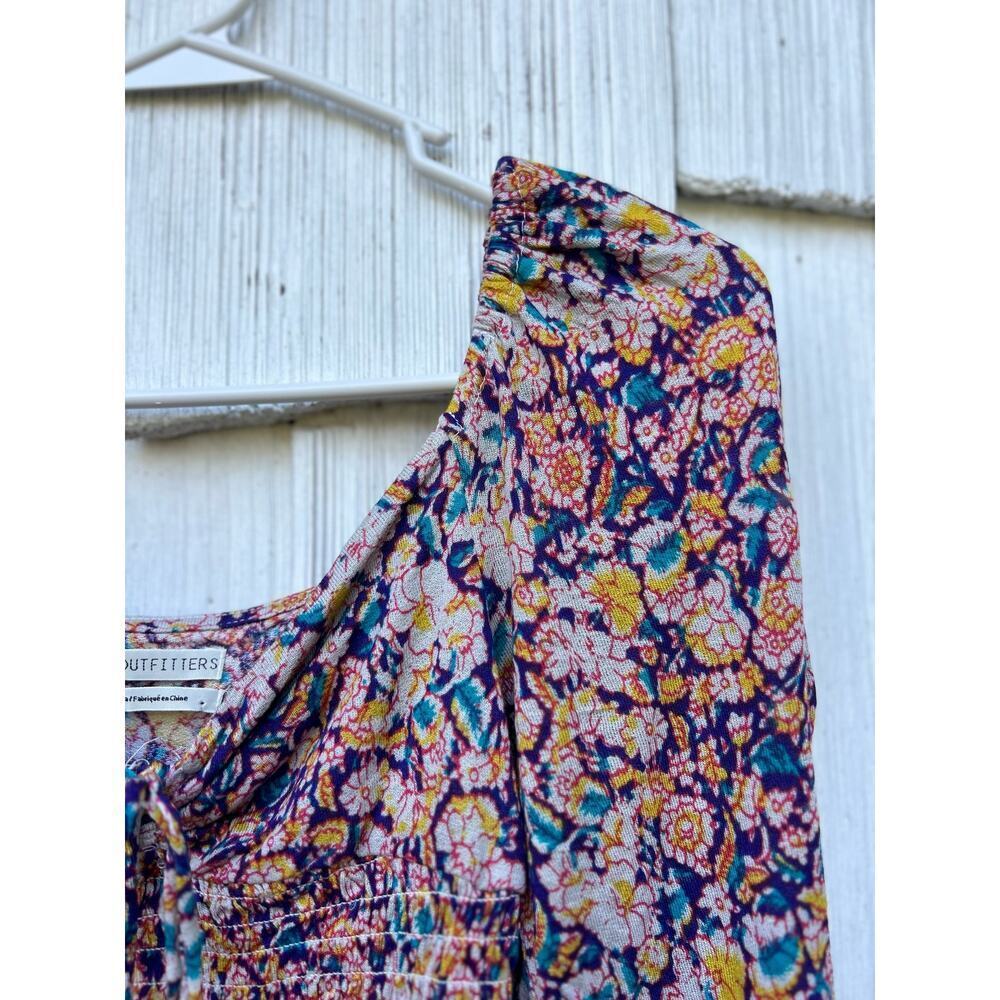 Urban Outfitters Old Soul Smocked Crop Top Floral Print Long Puff Sleeves Sz S - Picture 2 of 10